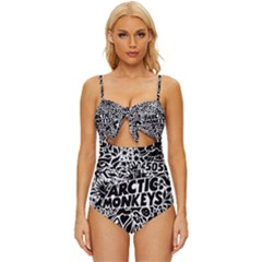 Arctic Monkeys Digital Wallpaper Pattern No People Creativity Knot Front One-piece Swimsuit by Sudhe