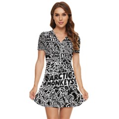 Arctic Monkeys Digital Wallpaper Pattern No People Creativity V-neck High Waist Chiffon Mini Dress