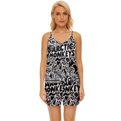 Arctic Monkeys Digital Wallpaper Pattern No People Creativity V-neck Satin Pajamas Set by Sudhe