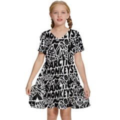 Arctic Monkeys Digital Wallpaper Pattern No People Creativity Kids  Short Sleeve Tiered Mini Dress by Sudhe