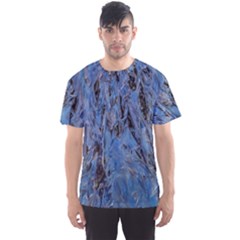 Blue Abstract Texture Print Men s Sport Mesh Tee