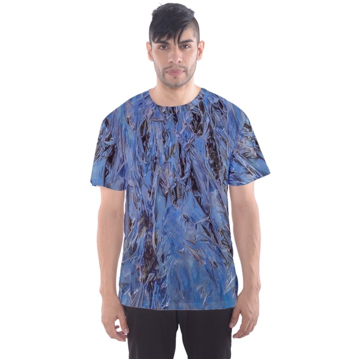 Blue Abstract Texture Print Men s Sport Mesh Tee