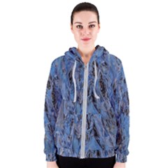 Blue Abstract Texture Print Women s Zipper Hoodie by dflcprintsclothing