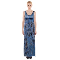 Blue Abstract Texture Print Thigh Split Maxi Dress by dflcprintsclothing