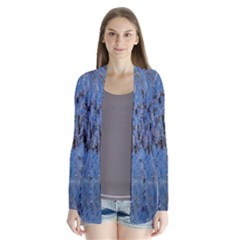 Blue Abstract Texture Print Drape Collar Cardigan by dflcprintsclothing