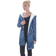 Blue Abstract Texture Print Longline Hooded Cardigan by dflcprintsclothing