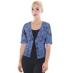 Blue Abstract Texture Print Cropped Button Cardigan by dflcprintsclothing