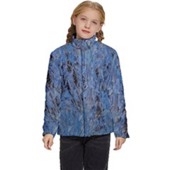 Blue Abstract Texture Print Kids  Puffer Bubble Jacket Coat by dflcprintsclothing