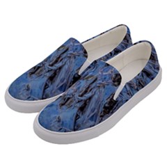 Blue Abstract Texture Print Men s Canvas Slip Ons by dflcprintsclothing