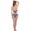 Blue Abstract Texture Print Cross Front Halter Bikini Set View2