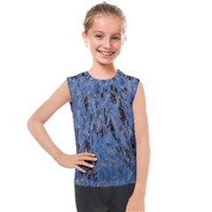 Blue Abstract Texture Print Kids  Mesh Tank Top by dflcprintsclothing