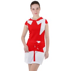 Canada Flag Canadian Flag View Drawstring Hooded Dress by Ravend