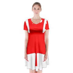 Canada Flag Canadian Flag View Short Sleeve V-neck Flare Dress by Ravend