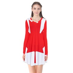 Canada Flag Canadian Flag View Long Sleeve V-neck Flare Dress by Ravend