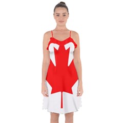 Canada Flag Canadian Flag View Ruffle Detail Chiffon Dress by Ravend