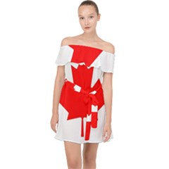 Canada Flag Canadian Flag View Off Shoulder Chiffon Dress by Ravend