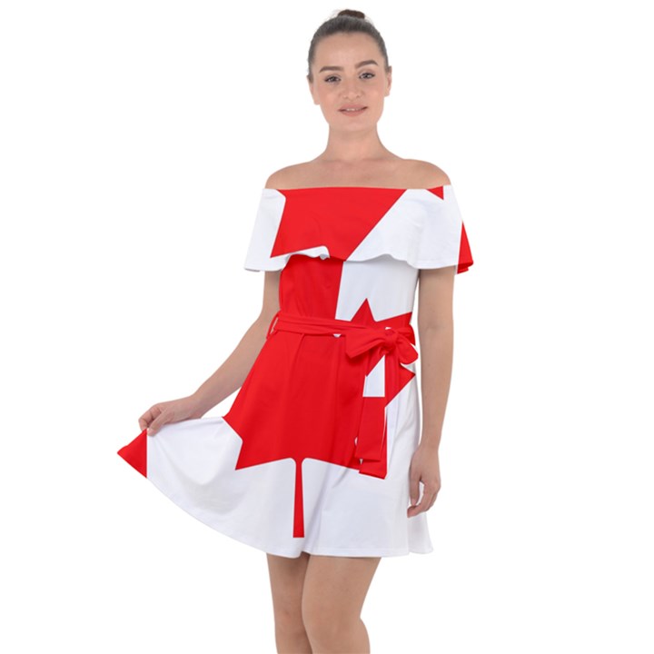 Canada Flag Canadian Flag View Off Shoulder Velour Dress