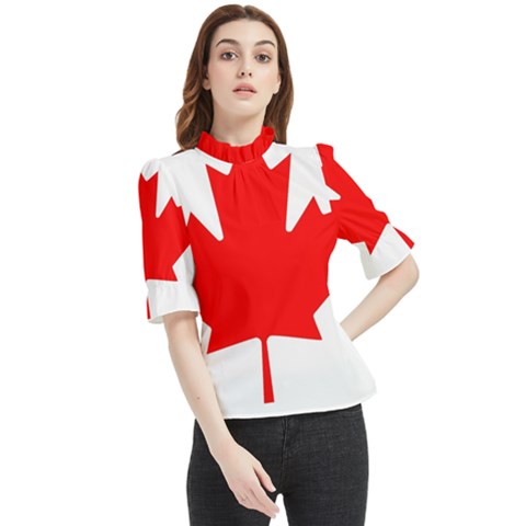 Canada Flag Canadian Flag View Frill Neck Blouse by Ravend