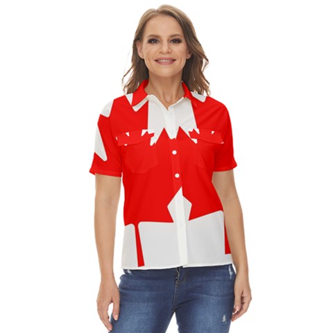 Canada Flag Canadian Flag View Women s Short Sleeve Double Pocket Shirt by Ravend