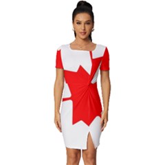 Canada Flag Canadian Flag View Fitted Knot Split End Bodycon Dress by Ravend