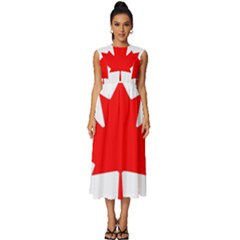 Canada Flag Canadian Flag View Sleeveless Round Neck Midi Dress by Ravend