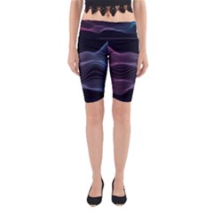 Abstract Wave Digital Design Space Energy Fractal Yoga Cropped Leggings by Ravend