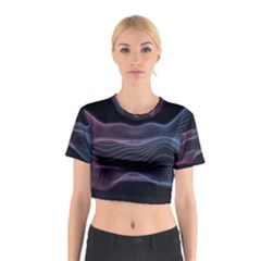 Abstract Wave Digital Design Space Energy Fractal Cotton Crop Top by Ravend