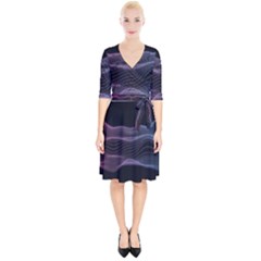 Abstract Wave Digital Design Space Energy Fractal Wrap Up Cocktail Dress