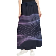 Abstract Wave Digital Design Space Energy Fractal Maxi Chiffon Skirt by Ravend