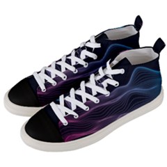 Abstract Wave Digital Design Space Energy Fractal Men s Mid-top Canvas Sneakers by Ravend