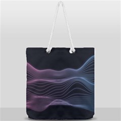 Abstract Wave Digital Design Space Energy Fractal Full Print Rope Handle Tote (large) by Ravend