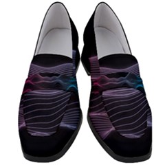 Abstract Wave Digital Design Space Energy Fractal Women s Chunky Heel Loafers by Ravend