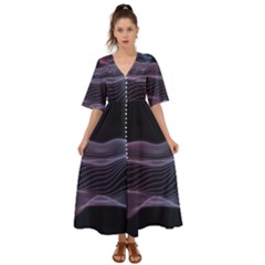 Abstract Wave Digital Design Space Energy Fractal Kimono Sleeve Boho Dress by Ravend