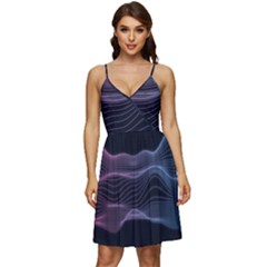 Abstract Wave Digital Design Space Energy Fractal V-neck Pocket Summer Dress  by Ravend