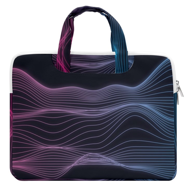 Abstract Wave Digital Design Space Energy Fractal MacBook Pro 13  Double Pocket Laptop Bag