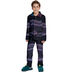 Abstract Wave Digital Design Space Energy Fractal Kids  Long Sleeve Velvet Pajamas Set