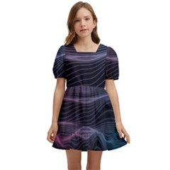 Abstract Wave Digital Design Space Energy Fractal Kids  Short Sleeve Dolly Dress by Ravend