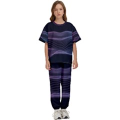 Abstract Wave Digital Design Space Energy Fractal Kids  Tee And Pants Sports Set