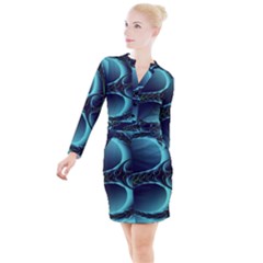 Fractal Abstract Art Artwork Design Wallpaper Button Long Sleeve Dress by Ravend