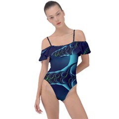 Fractal Abstract Art Artwork Design Wallpaper Frill Detail One Piece Swimsuit by Ravend