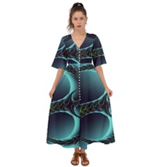 Fractal Abstract Art Artwork Design Wallpaper Kimono Sleeve Boho Dress by Ravend