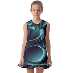 Fractal Abstract Art Artwork Design Wallpaper Kids  Pilgrim Collar Ruffle Hem Dress