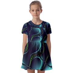 Fractal Abstract Art Artwork Design Wallpaper Kids  Short Sleeve Pinafore Style Dress