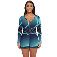 Fractal Abstract Art Artwork Design Wallpaper Long Sleeve Boyleg Swimsuit by Ravend