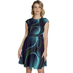 Fractal Abstract Art Artwork Design Wallpaper Cap Sleeve High Waist Dress