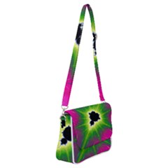 Fractal Art Math Abstract Artwork Pink Magenta Shoulder Bag With Back Zipper by Ravend