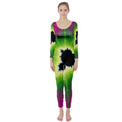 Fractal Art Math Abstract Artwork Pink Magenta Long Sleeve Catsuit by Ravend