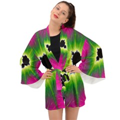 Fractal Art Math Abstract Artwork Pink Magenta Long Sleeve Kimono by Ravend