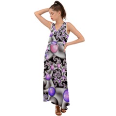 Background Fractal Annotation Sample Fantasy V-neck Chiffon Maxi Dress by Ravend