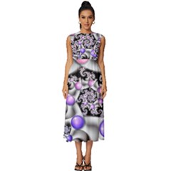 Background Fractal Annotation Sample Fantasy Sleeveless Round Neck Midi Dress